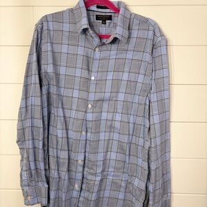 Banana Republic Men's Light Blue Plaid Shirt - Slim Fit